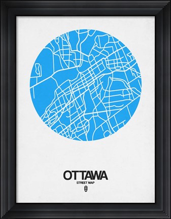Framed Ottawa Street Map Blue Print