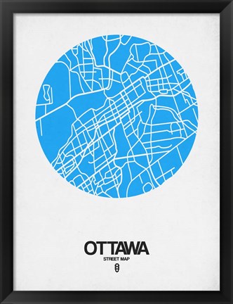 Framed Ottawa Street Map Blue Print