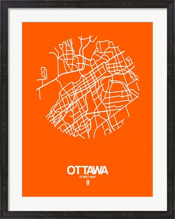 Framed Ottawa Street Map Orange Print