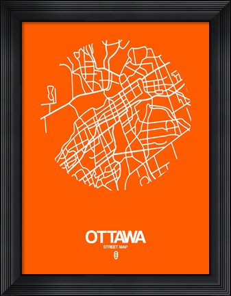 Framed Ottawa Street Map Orange Print