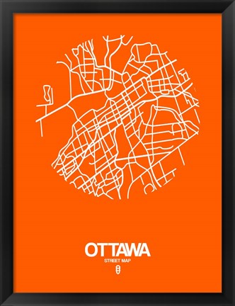 Framed Ottawa Street Map Orange Print