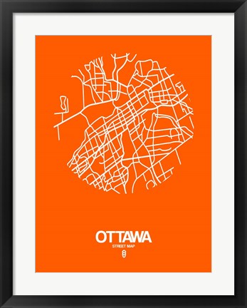 Framed Ottawa Street Map Orange Print