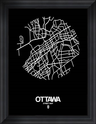 Framed Ottawa Street Map Black Print