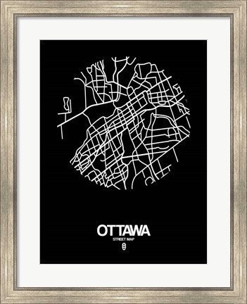 Framed Ottawa Street Map Black Print