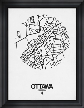 Framed Ottawa Street Map White Print
