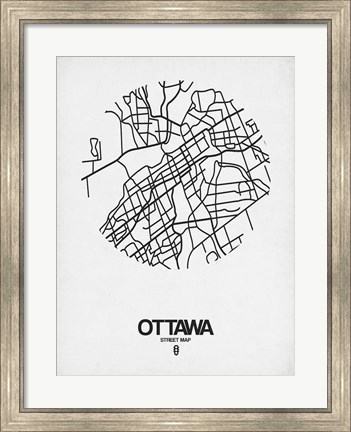Framed Ottawa Street Map White Print