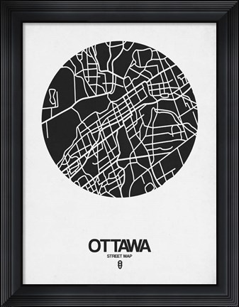Framed Ottawa Street Map Black on White Print