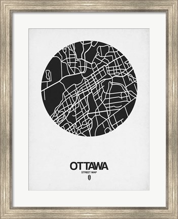 Framed Ottawa Street Map Black on White Print