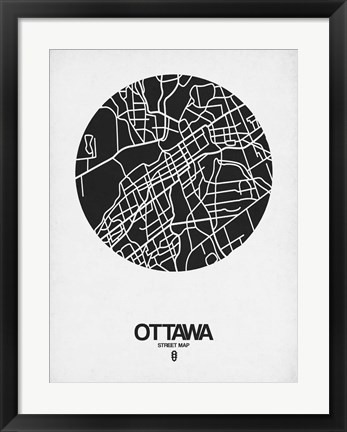 Framed Ottawa Street Map Black on White Print