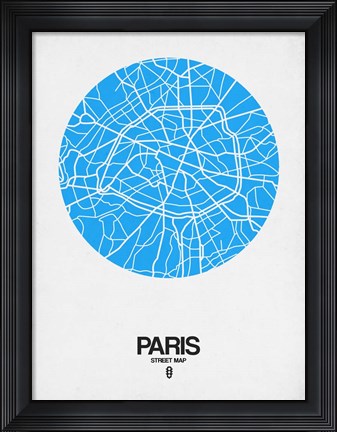 Framed Paris Street Map Blue Print