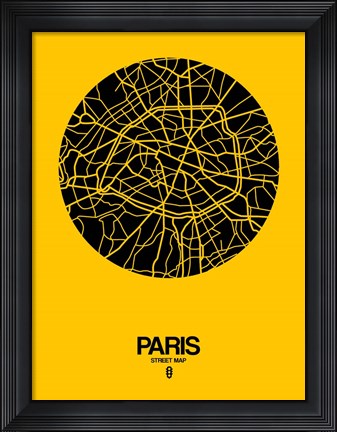 Framed Paris Street Map Yellow Print