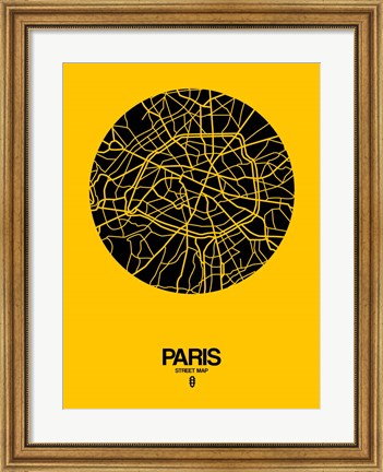 Framed Paris Street Map Yellow Print