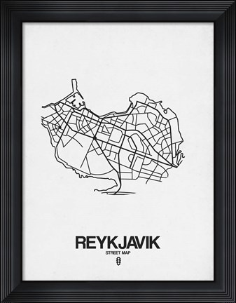 Framed Reykjavik Street Map White Print