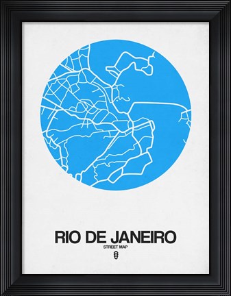 Framed Rio de Janeiro Street Map Blue Print