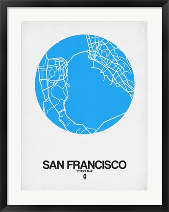 Framed San Francisco Street Map Blue Print