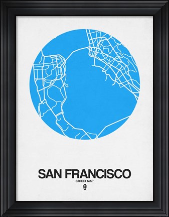 Framed San Francisco Street Map Blue Print