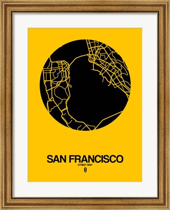 Framed San Francisco Street Map Yellow Print