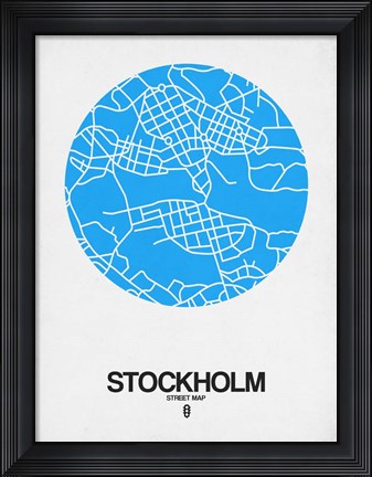 Framed Stockholm Street Map Blue Print