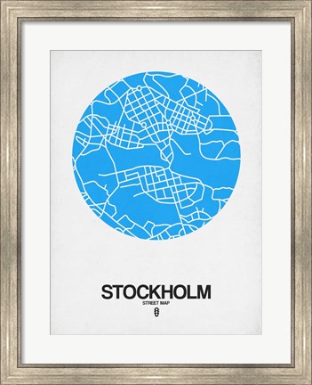 Framed Stockholm Street Map Blue Print