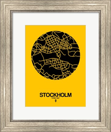 Framed Stockholm Street Map Yellow Print