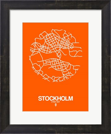 Framed Stockholm Street Map Orange Print