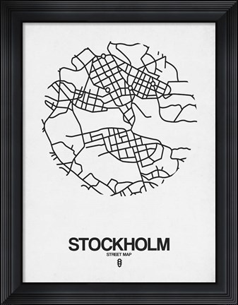 Framed Stockholm Street Map White Print