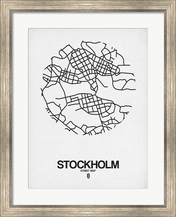 Framed Stockholm Street Map White Print