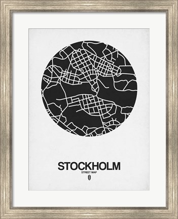 Framed Stockholm Street Map Black on White Print