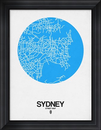 Framed Sydney Street Map Blue Print