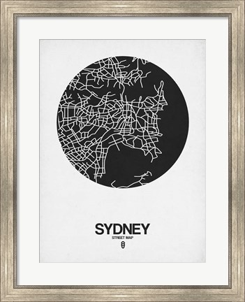 Framed Sydney Street Map Black on White Print