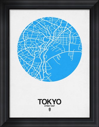 Framed Tokyo Street Map Blue Print
