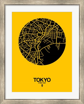 Framed Tokyo Street Map Yellow Print