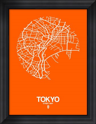 Framed Tokyo Street Map Orange Print