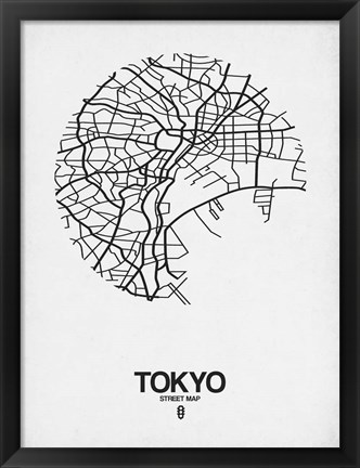 Framed Tokyo Street Map White Print