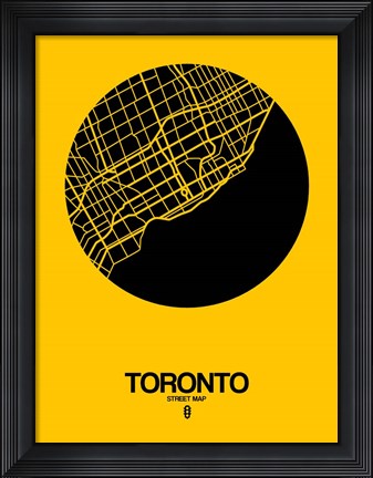 Framed Toronto Street Map Yellow Print