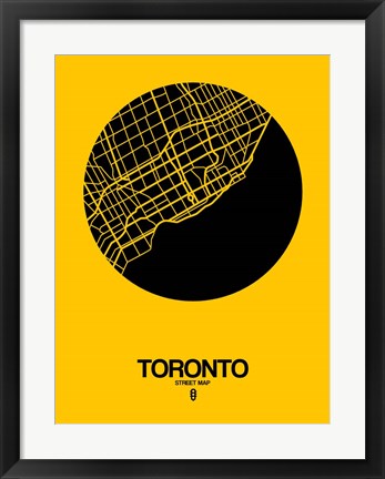 Framed Toronto Street Map Yellow Print