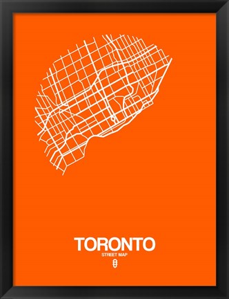 Framed Toronto Street Map Orange Print
