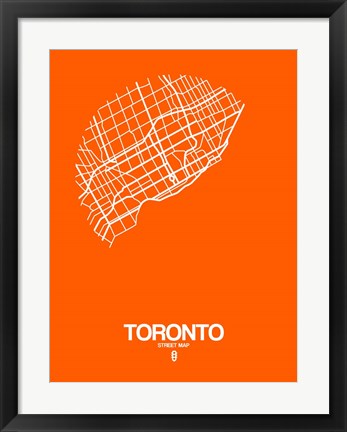 Framed Toronto Street Map Orange Print
