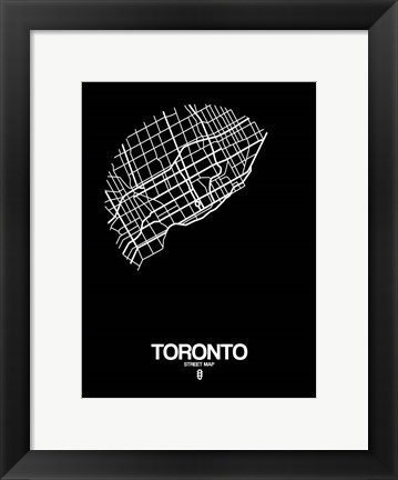 Framed Toronto Street Map Black Print