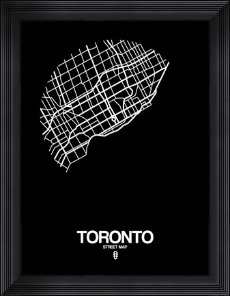 Framed Toronto Street Map Black Print