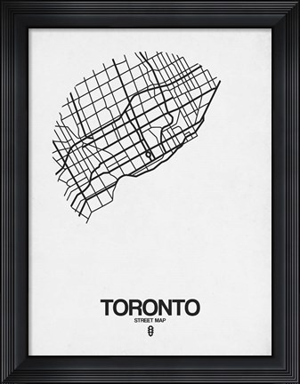 Framed Toronto Street Map White Print