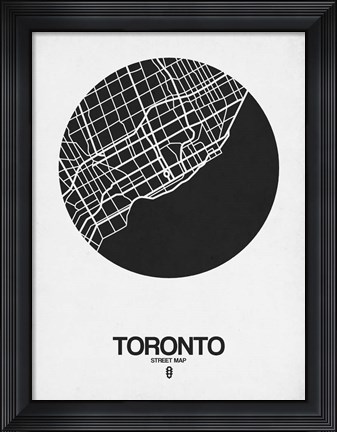 Framed Toronto Street Map Black on White Print