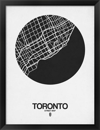 Framed Toronto Street Map Black on White Print
