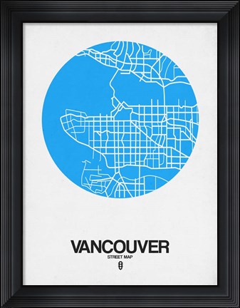 Framed Vancouver Street Map Blue Print