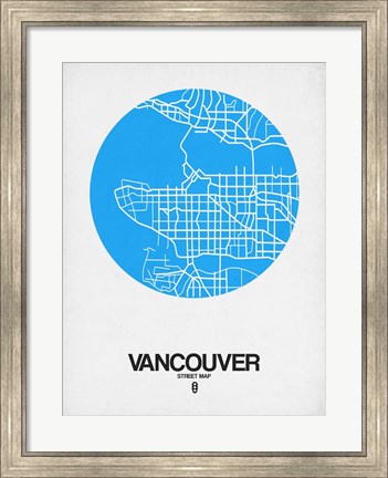 Framed Vancouver Street Map Blue Print