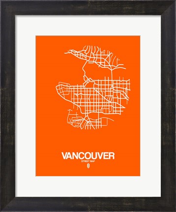 Framed Vancouver Street Map Orange Print