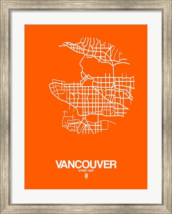 Framed Vancouver Street Map Orange Print