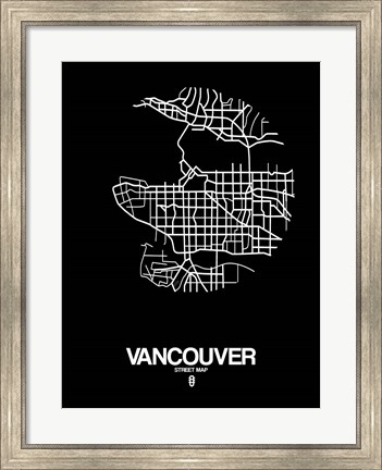 Framed Vancouver Street Map Black Print