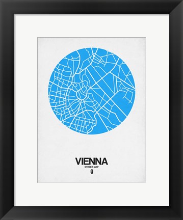 Framed Vienna Street Map Blue Print
