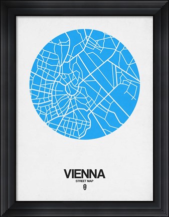 Framed Vienna Street Map Blue Print